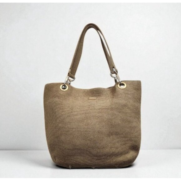 Eric Javits “Squishee” Tan Woven Tote Bag - Picture 1 of 14